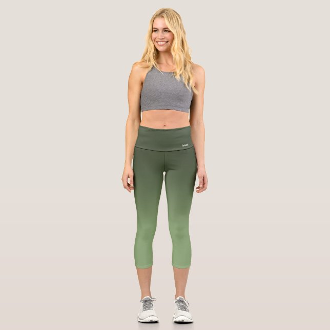 Breath_Zone Green Gradient Capri Leggings (Front)