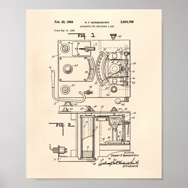 Breathalyzer Policeman 1958 Patent - Old Peper Poster (Front)