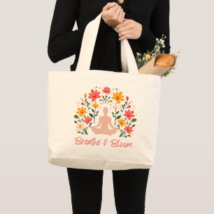 Breathe and Bloom Meditation Jumbo Tote Bag