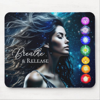 Breathe and Release | Beautiful Ethereal Woman Mouse Pad