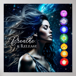 Breathe and Release   Beautiful Ethereal Woman Poster