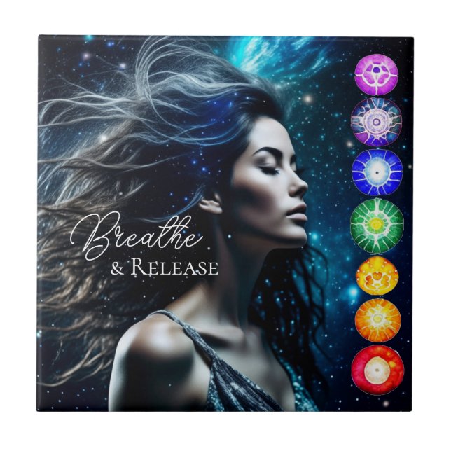 Breathe and Release | Beautiful Ethereal Woman Tile (Front)