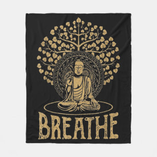 Breathe Buddha Idea Yoga and Meditation Fleece Blanket