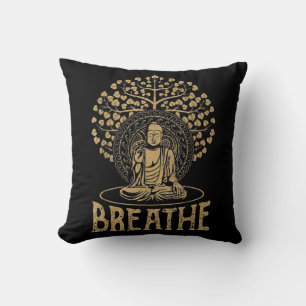 Breathe Buddha Idea Yoga and Meditation Throw Pillow