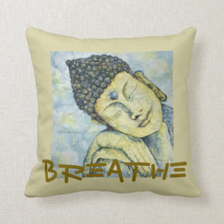 Breathe Buddha Watercolor Art Pillow