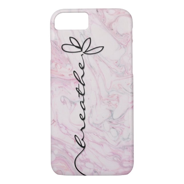 Breathe Daisy design on pink marble Case-Mate iPhone Case (Back)