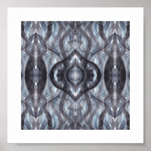 Breathe Dark Blue Abstract Watercolor Art Poster