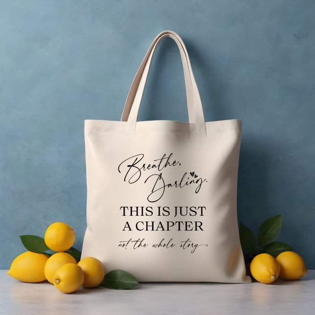 "Breathe Darling" Inspirational Quote Beige Tote Bag (Creator Uploaded)