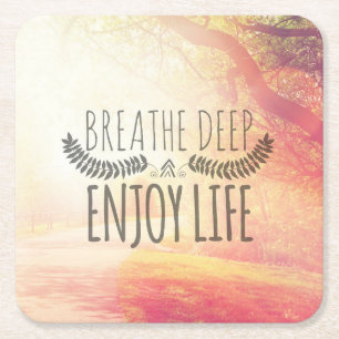 Breathe Deep Square Paper Coaster