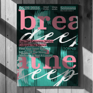 Breathe Deep Yoga Poster – Wellness & Mindfulness 