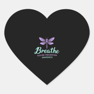 Breathe Dragonfly Suicide Prevention mental health Heart Sticker
