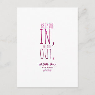 Breathe in breathe out Motivational Glitter Quote Postcard