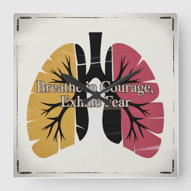Breathe In Courage, Exhale Fear Square Wall Clock (Front)