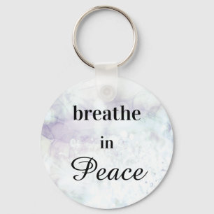 *~* Breathe in Peace  Teal Lavender Watercolor Keychain