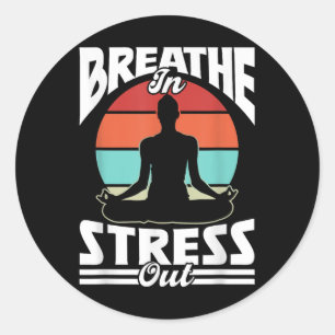 Breathe In Stress Out Awareness Brain Mental Healt Classic Round Sticker