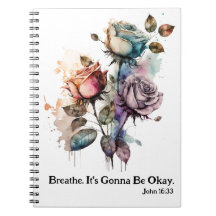 Breathe It's Gonna Be Okay Watercolor Roses White