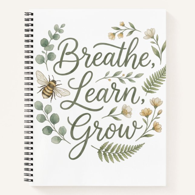 Breathe Learn Grow Mindfulness Journal & Notebook (Front)