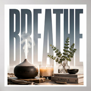 Breathe Luxury Mindfulness Editorial Graphic Poster