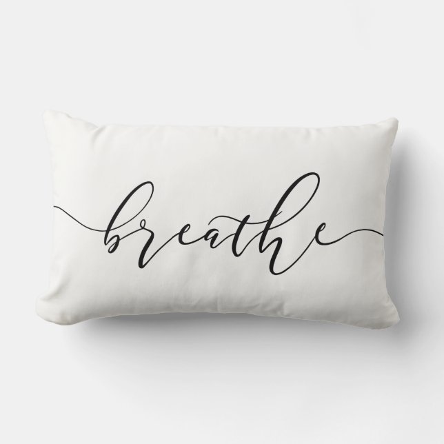 Breathe Meditation Yoga Minimalistic Lumbar Pillow (Front)