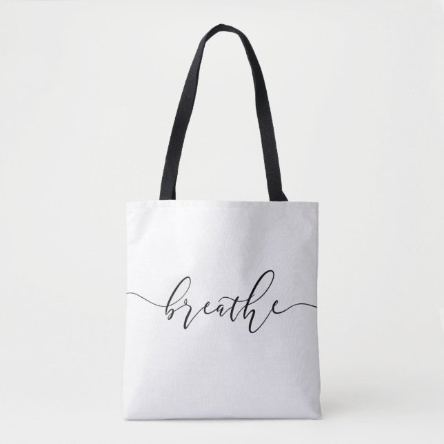 Breathe Meditation Yoga Minimalistic Tote Bag (Front)
