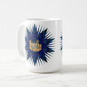 Breathe, On Blue Boho Star, Coffee Mug