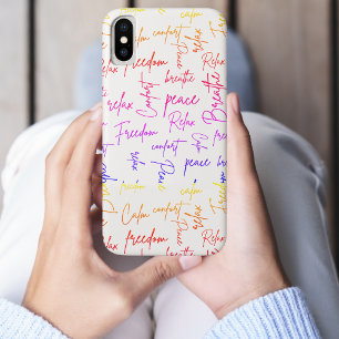 Breathe Relax Peace Rainbow Script White Pattern Case-Mate iPhone Case