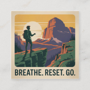 Breathe. Reset. Go. Square Business Card