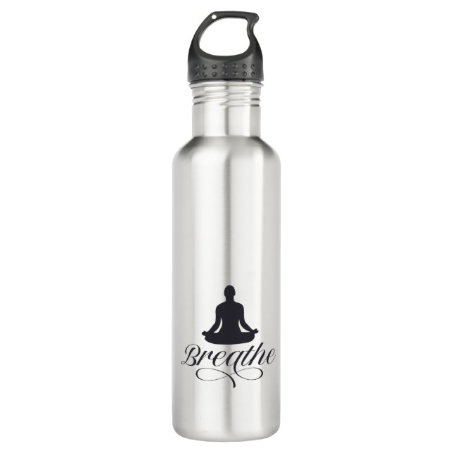 Breathe Yoga Pose Silhouette 710 Ml Water Bottle (Front)