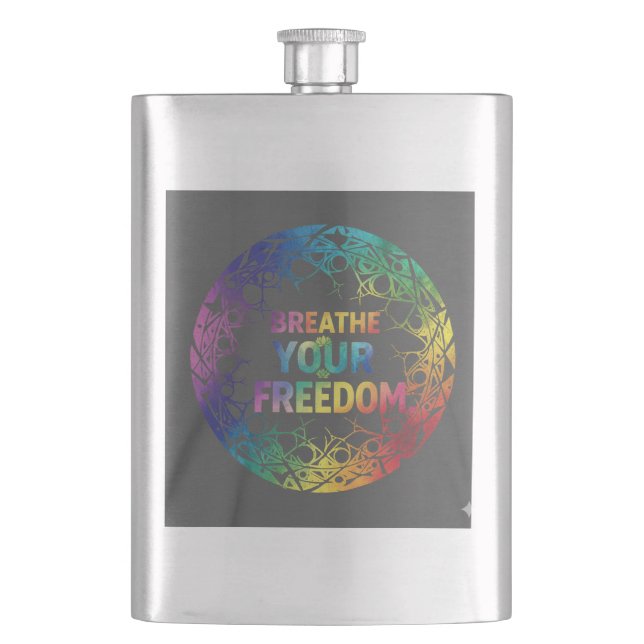 Breathe Your Freedom – Inspirational Mindfulness  Hip Flask (Front)
