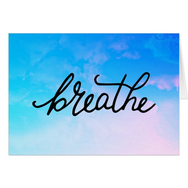 *~* BREATHE Zen Bue Sky Watercolor Turquoise (Front Horizontal)