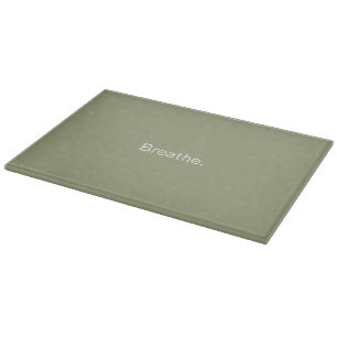 "Breathe" Zen glass cutting board, sage green Cutting Board