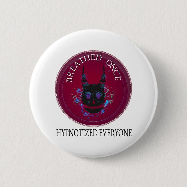 Breathed Once: Hypnotic Demon Skull 2 Inch Round Button (Front)