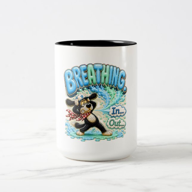 Breathing I'm Out Funny Burnout Two-Tone Coffee Mug (Center)