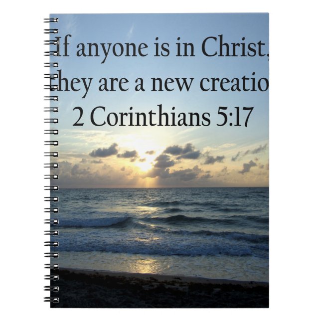BREATHTAKING 2 CORINTHIANS 5:17 OCEAN SUNRISE NOTEBOOK (Front)