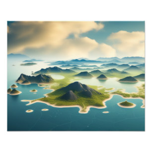 Breathtaking Aerial View of Lush Islands Photo Print