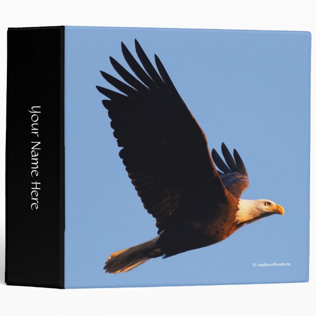 Breathtaking Bald Eagle in Winter Sunset Flight Binder (Front/Spine)