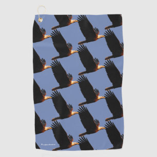Breathtaking Bald Eagle in Winter Sunset Flight Golf Towel