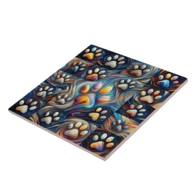 Breathtaking canine Dog paw print  Tile (Side)