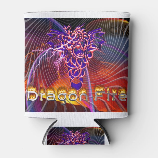 Breathtaking Dragon Fire Design Can Cooler (Front)