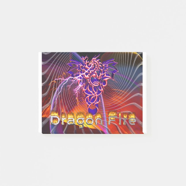 Breathtaking Dragon Fire Design Post-it Notes (Front)