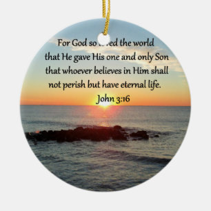 BREATHTAKING JOHN 3:16 SUNRISE CERAMIC ORNAMENT