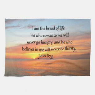 BREATHTAKING JOHN 6:35 SUNRISE DESIGN KITCHEN TOWEL