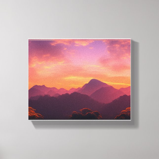 Breathtaking Mountain Sunset Canvas Print (Front)