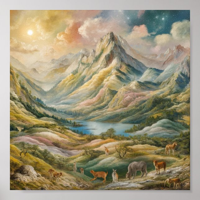 Breathtaking Mountainscape Art Poster (Front)