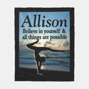 BREATHTAKING PERSONALIZED GYMNAST GIRL BLANKET