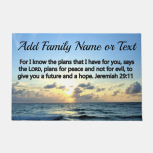 BREATHTAKING PERSONALIZED JEREMIAH 29:11 SUNRISE DOORMAT