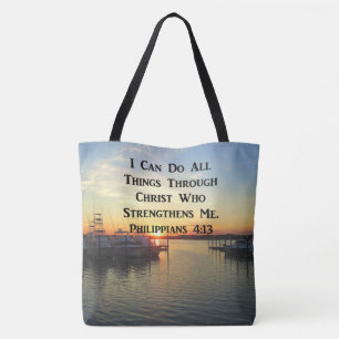 BREATHTAKING PHILIPPIANS 4:13 SCRIPTURE TOTE BAG