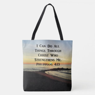 BREATHTAKING PHILIPPIANS 4:13 SCRIPTURE VERSE TOTE BAG