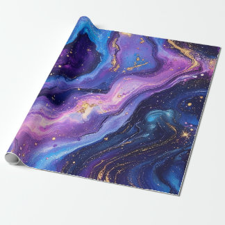 Breathtaking Purple Blue Magenta Gold Galaxy  Wrapping Paper