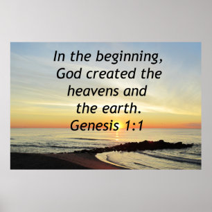 BREATHTAKING SUNRISE ON THE OCEAN GENESIS 1:1 POSTER